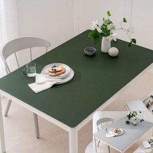 (14colors 11size) 롤로아 100% 방수 가죽 식탁보 테이블보, 120x80cm, 양면-1 (Green+Gray)