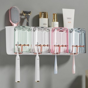 나이스나 다용도 패밀리 칫솔걸이 +컵, 화이트4인용, 1세트
