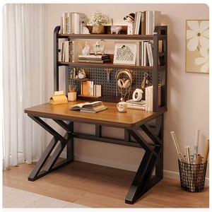 선반 컴퓨터 책상 올인원 컴퓨터책상 게이밍책상 사무용책상 학생책상 서재책상 타공판책상, 호두색