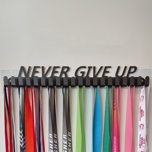 이방가치 러닝 마라톤 메달 거치대 걸이, 1개, Never give up