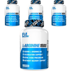 EVLUTIONNUTRITION L-아르기닌 1500mg 캡슐, 100정, 4개