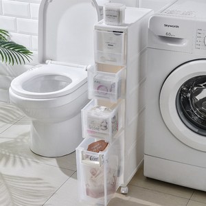 틈새수납장 폭좁은 다용도 플라스틱서랍장 거실 이동식 미니 수납장