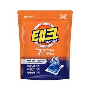 LG 생활건강 테크 수퍼볼 캡슐세제 리필 30입, 30개입, 1개