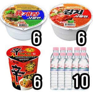 농신 컵라면 (신라면 6P +김치사발면 6P + 육개장 6P + 생수세트500mlx 10ea) 기획, 1개