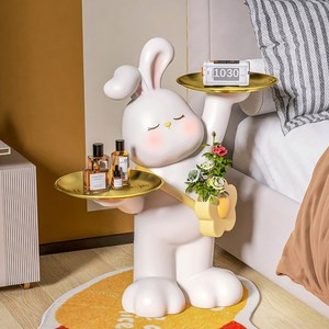 슈먼트 사이드테이블 쇼파 침대 협탁 토끼 북극곰 도베르만 트레이 차키 귀중품, 토끼 화이트골드