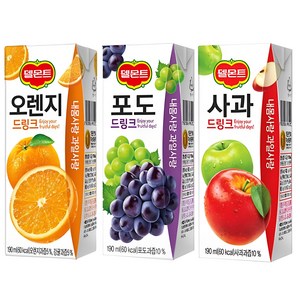 델몬트 드링크 190mlx72팩(오렌지24+포도24+사과24), 72개, 190ml