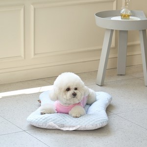 개과천선 여름용 쿨 퍼프 방석 쿠션 강아지 애견 침대, 크림그레이, 1개