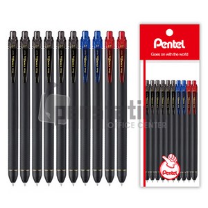 Pentel ENERGEL 에너겔 슬림(BLN435R1/BL437R1) 0.5mm/0.7mm 10개 세트, 에너겔 슬림 0.7mm 흑 6개+청 2개+적 2개