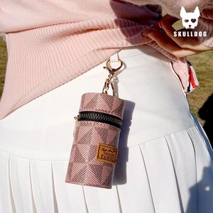 스컬독 골프 가죽 2구 볼주머니 골프공 주머니 파우치 케이스 여성골프 가방, 엘핀 볼주머니 핑크, 1개