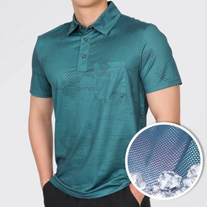 [이지바이] 쿨링웨이브 남성 카라 반팔 티셔츠 통기성 굿 전체 메쉬 카라티