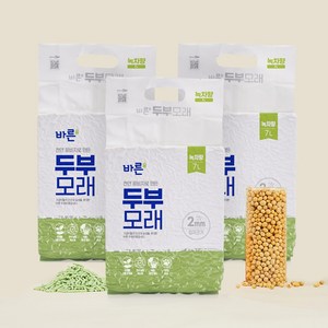 [3개세트] 바른 고양이 두부모래 녹차향 7L, 2800g, 3개