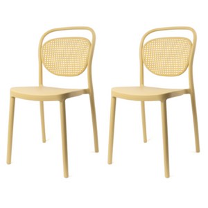 포블리스 베라체어 라탄 카페 의자 2p, 페일옐로우, 1세트