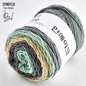 얀메이크 무지개면 100g 뜨개실 레인보우, M39. 카키민트, 1개