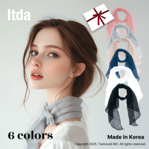 잇다 코지 에코매쉬 솔리드 망사 단색스카프 간절기 봄여름 여성 스카프 선물용 포장세트 케이스포함(6컬러)