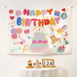 코지무드 생일축하 파티 현수막 포스터, 현수막1