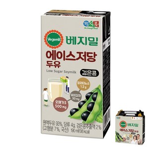 베지밀 에이스 저당 두유 190ml x 32팩, 32개