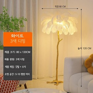 깃털 플로어 램프 거실 소파 측면 분위기 장식 수직 램프, 흰색 120x80cm 플로어 램프 스타일