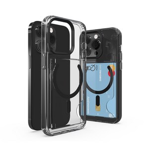 디자인플러스 아이폰 맥세이프 케이스 카드수납 투명 핸드폰 케이스 배터리 충전기 호환