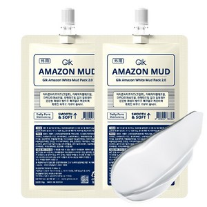 GIK 아마존 화이트 병풀 티트리 모공 피지 흡착 딥 케어 머드 워시오프 클레이 마스크 팩 300g, 0.1개, 2개입
