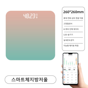 PYHO 체중계 블루투스 스마트 체지방체중계 가정용체중계, 1개, 푸른 색