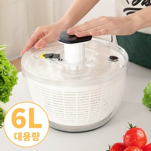 EVOKME 야채 탈수기 대용량6L 펌프식 샐러드 채소 과일 스피너, 1개