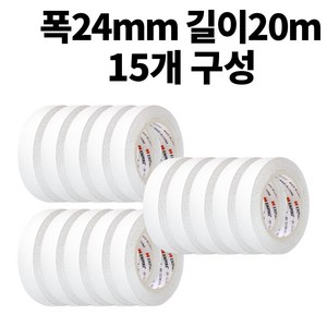 엠파이어 산업용 양면테이프 24mm x 20m, 화이트 반투명, 15개