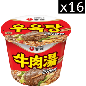 농심 우육탕 큰사발 115g, 16개