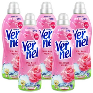 버넬 고농축 섬유유연제 와일드 로즈 본품, 900ml, 5개