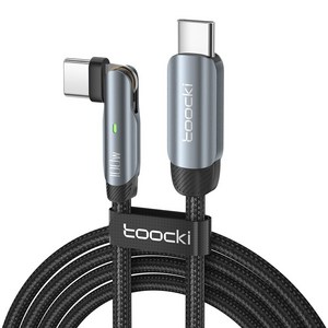 Toocki 투키 LED 100W C to C타입 PD 180도 회전 초고속 충전 케이블, 2m, 회색, 1개