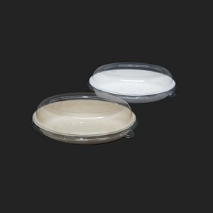 [박스] 타원형 펄프도시락용기 OB18 2색상 뚜껑별도, PET뚜껑, 300개