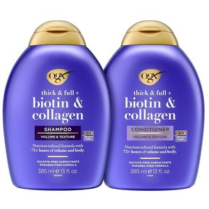 OGX 비오틴 콜라겐 샴푸 & 컨디셔너 13온스 2팩, 2개, 385ml