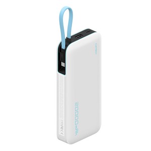 CUKTECH 쿡테크 55W 일체형 보조배터리 양방향 고속 충전 보조배터리 20000mAh 여행용 C타입 입출력 케이블+전력 표시, 흰색