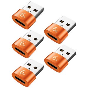 제이스마트 6A 고속 C타입 to USB A 3.0 변환젠더, 2cm, 오렌지, 5개