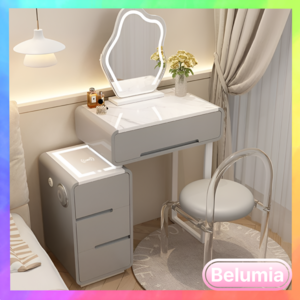 벨루미아 프리미엄 LED 스마트 화장대 원룸 공간활용 USB 콘솔 미니 수납 보관 함, 800, 그레이