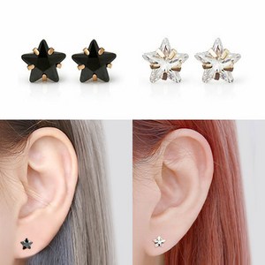 14K GOLD 정품 6mm 별 큐빅 귀걸이