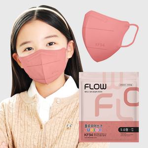 FLOW MASK KF94 새부리형 마스크 초등학생 소형 30매 8세/13세, 코랄, 1개, 100매입