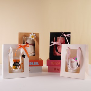 빛공 투명창쇼핑백 윈도우 선물 종이 쇼핑백 답례품, 1.화이트