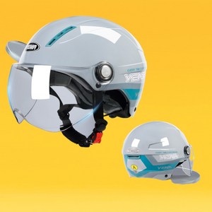 웨인즈 오토바이 소두핏 헬멧 여름 스쿠터 하이바 하프 오픈 페이스 초경량 바이크 반모 헬맷, 투명쉴드, 그레이