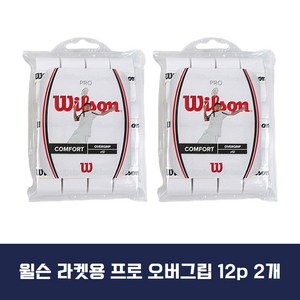 Twins 윌슨 라켓용 프로 오버그립 12p x 2팩, 화이트 12p X 2팩, 2개