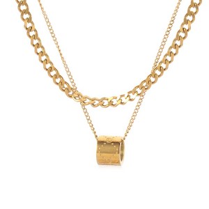 14k 18K 골드 패션 원기둥 이니셜 G 이중 목걸이