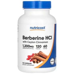 뉴트리코스트 베르베린 HCI 1200mg 120캡슐 실론 시나몬 Bebeine, 120정, 1개