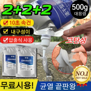 1+1+1 무료시용!! 지붕 바닥 균열 보수 그라우팅 접착제 10초 속건 바닥벽면 방수 고탄력 균열방지 관개제, [2+2+2]500g, 6개