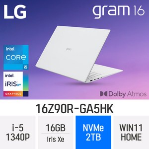 LG전자 2023 그램16 16Z90R-GA5HK, WIN11 Home, 16GB, 2048GB, 코어i5, 화이트