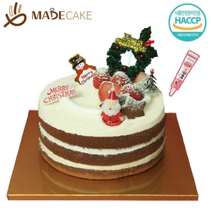 크리스마스 (2호) 케이크 만들기 세트 -(지정일요청시 배송메모에 휴대폰번호 작성) 키트 DIY 생일, 크리스마스 (2호)+딸기펜 / 초코시트 변경