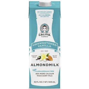 칼리피아팜스 아몬드 밀크 언스위튼드 바닐라 글루텐 프리 무설탕, 946ml