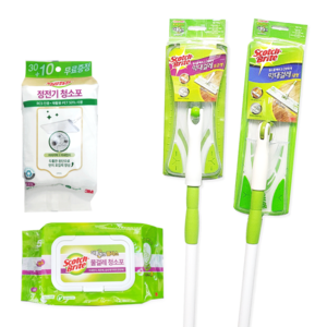 스카치브라이트 3M 밀대 막대걸레 청소포 모음, 막대걸레 대형+정전기10매+물걸레1매, 1개