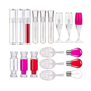 RONRONS 18 Pieces Cute Clear Shaped Empty Lip Gloss Tubes Set Champagne Glass Full Transparent Candy, 1개