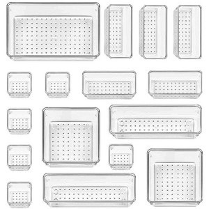 터치온리 다용도 정리함 아크릴 수납 정리함 세트, 16개, 투명