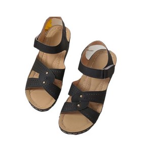 슈로 통굽 여성 가죽 푹신한 발편한 컴포트 샌들 5cm