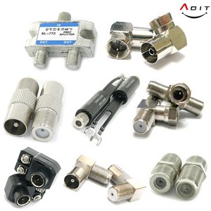 ADIT TV 동축 커넥터 콘넥터 안테나 RF RCA PAL 연장 연결 변환 젠더 분배기, AE0018